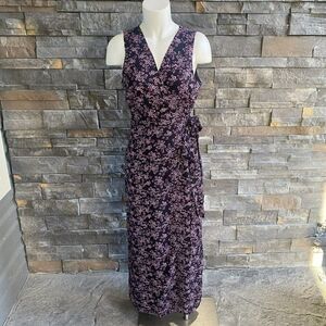 Jack BB Dakota Blue Pink Floral‎ Wide Leg Jumpsuit Faux Wrap Size 6 Crop Leg